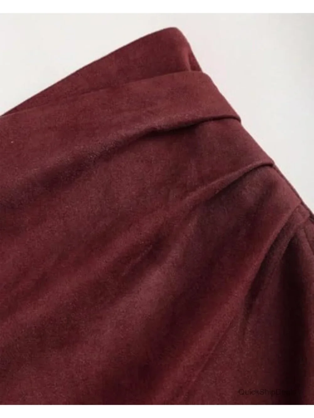 Women's Faux Suede Ruched Wrap High Waist Zip Back Bodycon Mini Skirt A-Line